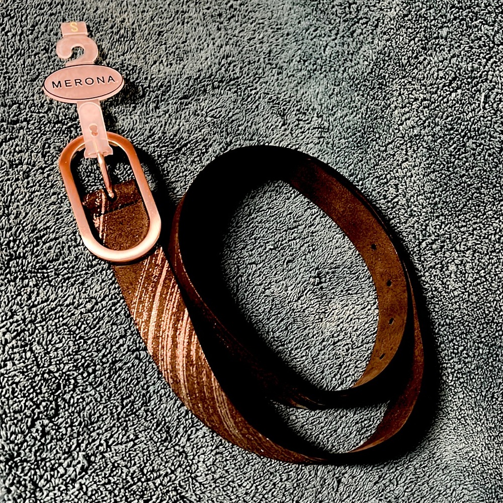 Merona Black Silver Soft Faux Leather Womens Belt Size S New